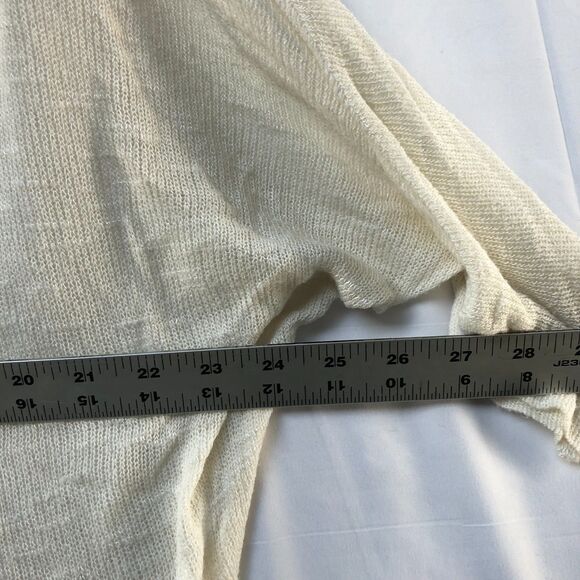 Velvet Ivory Crew Neck Open Knit Lightweight Sweater 3/4 Sleeve S - Made in USA - Picture 8 of 9